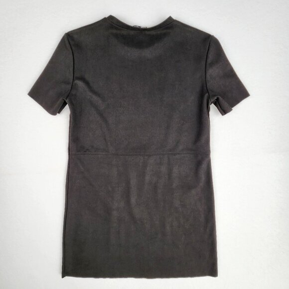 Zara Women's T Shirt Dress with Faux Pockets and Gold Buttons Size M Black - Picture 2 of 6